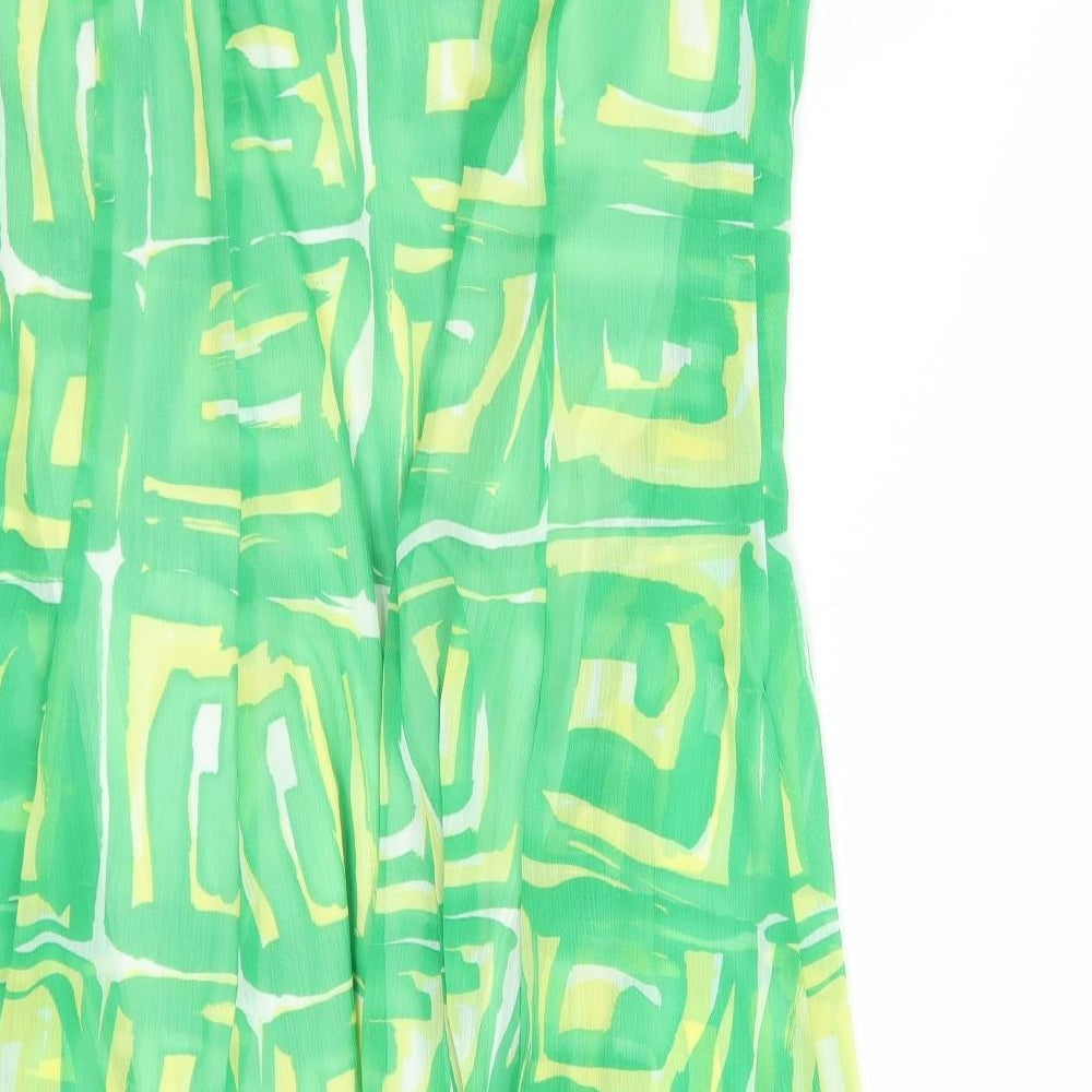 Baster Womens Green Geometric Polyester Flare Skirt Size 36 in Zip