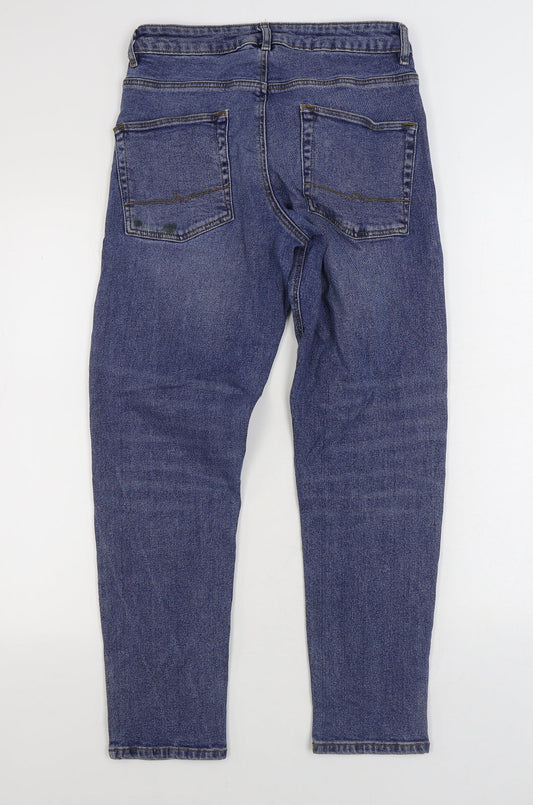 ASOS Mens Blue Cotton Straight Jeans Size 28 in L30 in Regular Zip