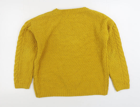 Primark Womens Yellow Boat Neck Polyester Pullover Jumper Size S