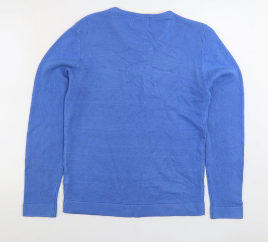 BHS Mens Blue V-Neck Acrylic Pullover Jumper Size S