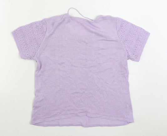 Damart Womens Purple Boat Neck Acrylic Pullover Jumper Size 10