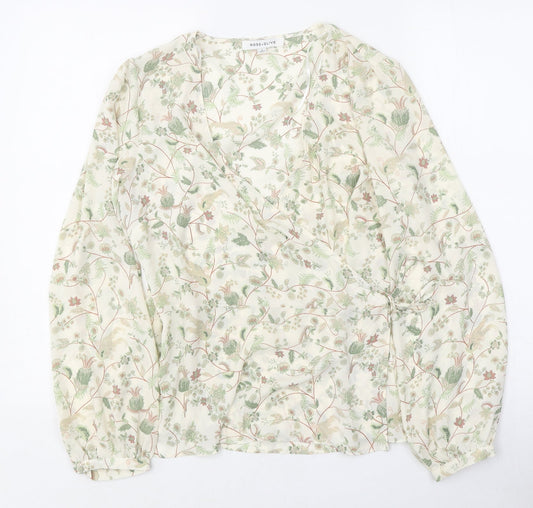 Rose+OIive Womens Multicoloured Floral Polyester Wrap Blouse Size S V-Neck