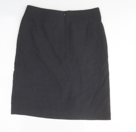 Marks and Spencer Womens Grey Polyester Mini Skirt Size 8 Zip