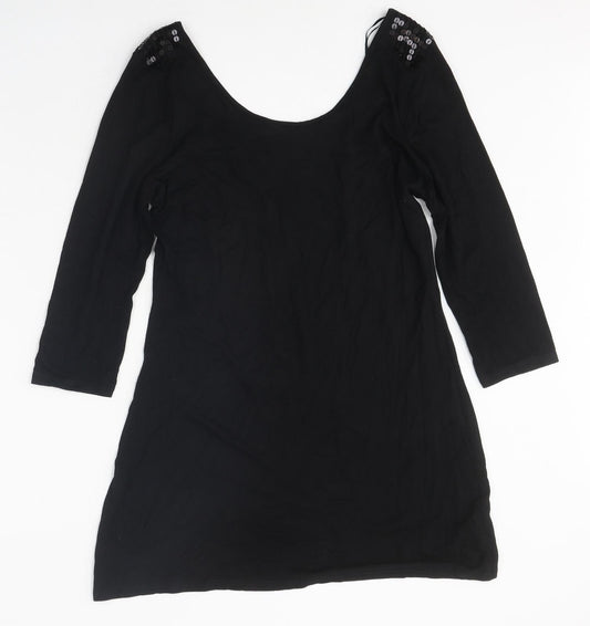 Womens UK Size 10 NEXT Black Tunic T-Shirt