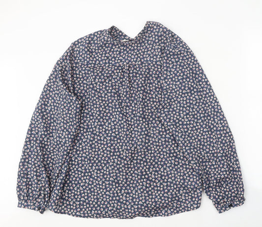 Womens UK Size 8 Classic Blue Basic Button-Up
