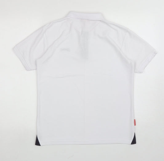 Slazenger Mens White Polyester Polo Size XS Collared Button