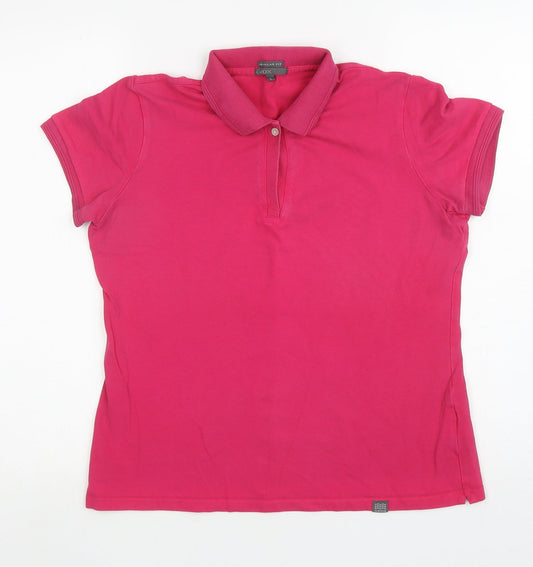 Geox Womens Pink Cotton Basic Polo Size L Collared