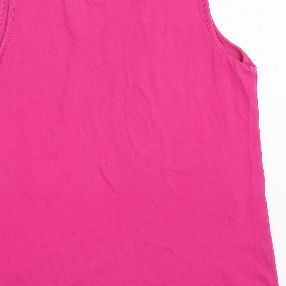 Lands' End Womens Pink Cotton Basic Tank Size XL Scoop Neck