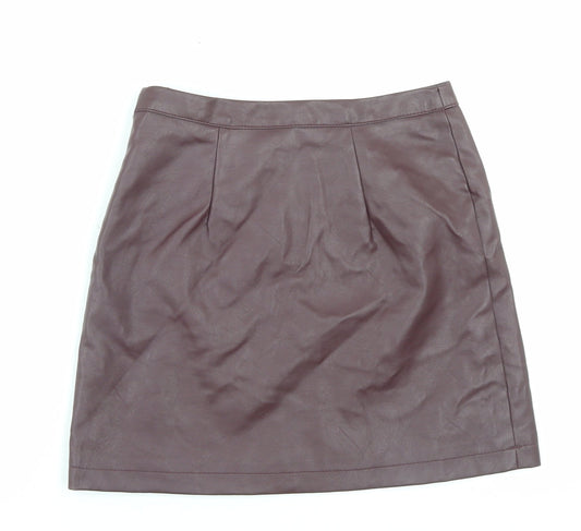 Primark Womens Purple Polyurethane A-Line Skirt Size 8 Zip