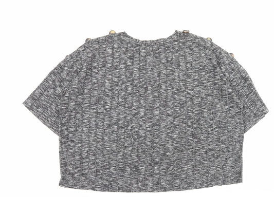 F&F Womens Grey Viscose Cropped T-Shirt Size 22 Crew Neck