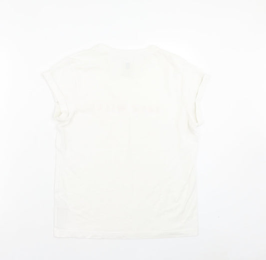 Jack Wills Womens White Polyester Basic T-Shirt Size 6 Crew Neck