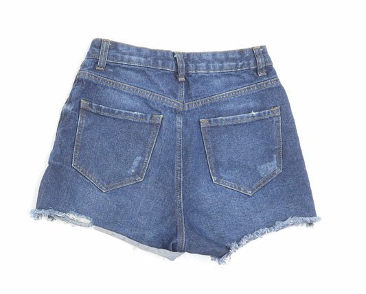 Denim & Co. Womens Blue Cotton Boyfriend Shorts Size 8 L3 in Regular Button