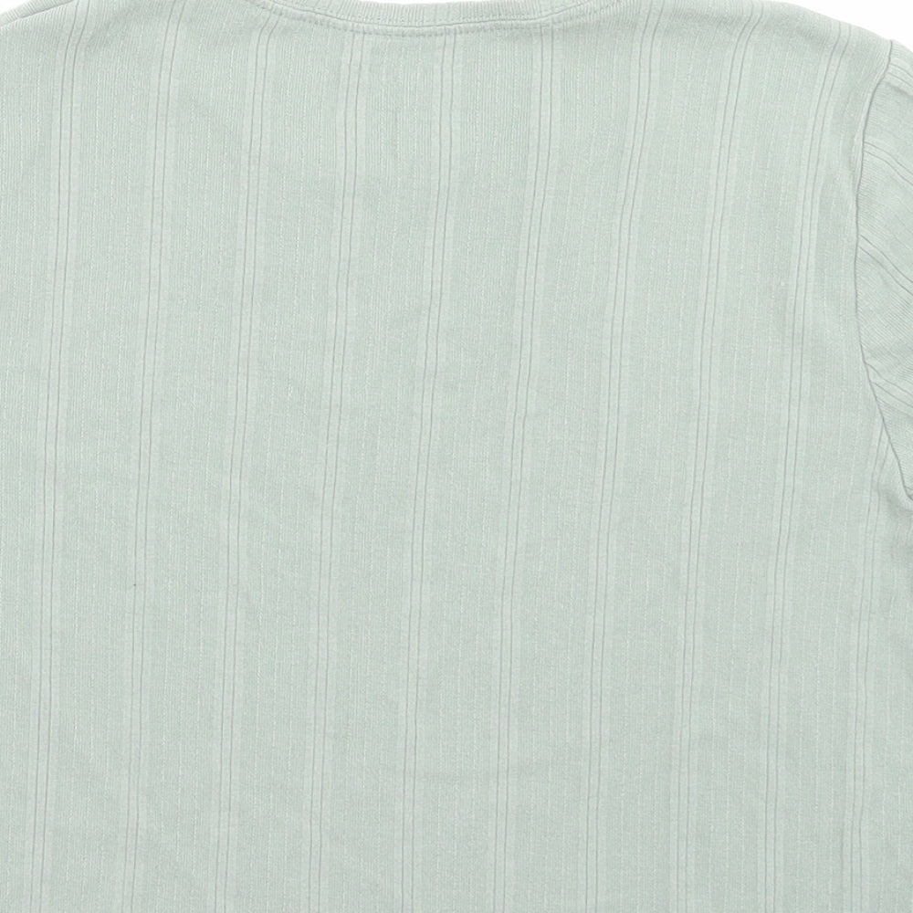 Primark Womens Green Cotton Cropped T-Shirt Size S Crew Neck - Lettuce Edging