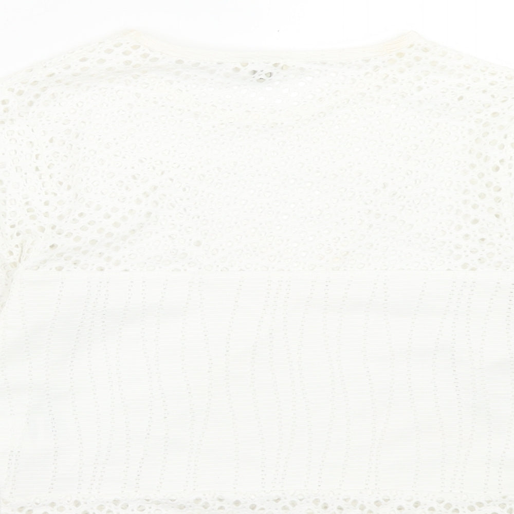 Womens UK Size 10 River Island White Cropped T-Shirt