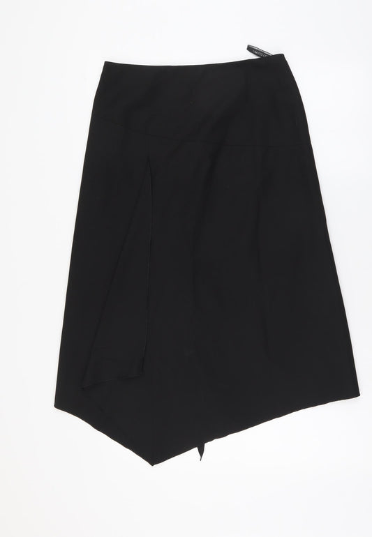 Marks and Spencer Womens Black Polyester A-Line Skirt Size 10 Zip
