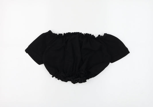 Womens UK Size 12 Cameo Rose Black Cropped Blouse
