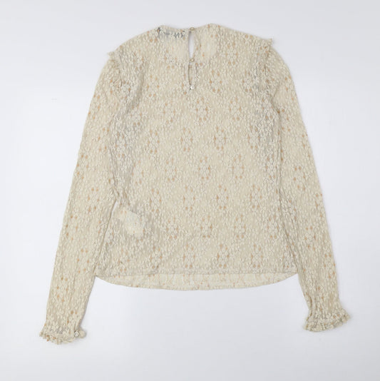 Womens UK Size S Trafaluc Beige Basic Blouse