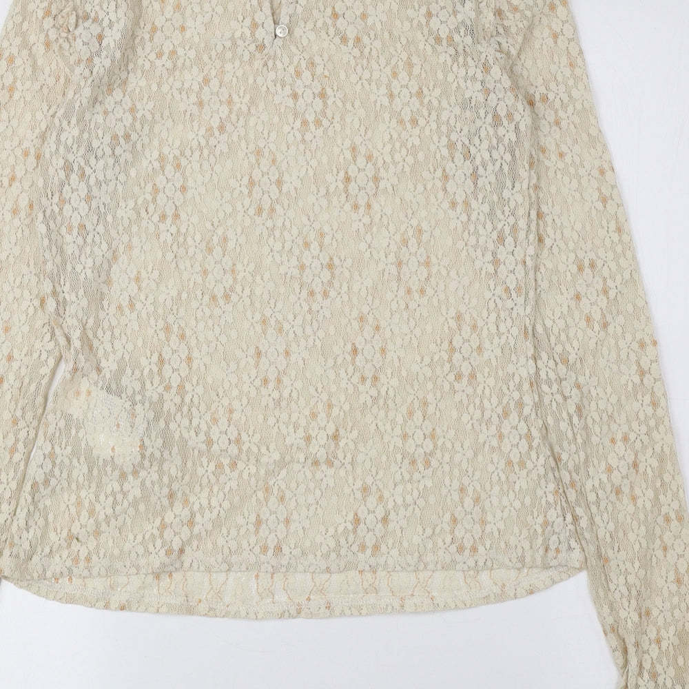 Womens UK Size S Trafaluc Beige Basic Blouse
