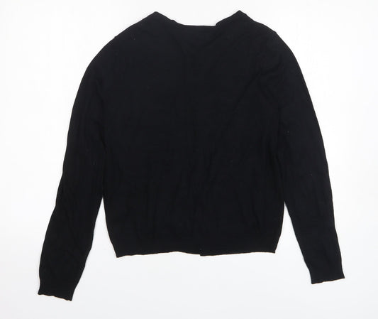 Dorothy Perkins Womens Black Viscose Basic Button-Up Size 10 Round Neck