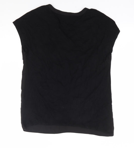 TU Womens Black Polyester Basic Blouse Size 10 V-Neck