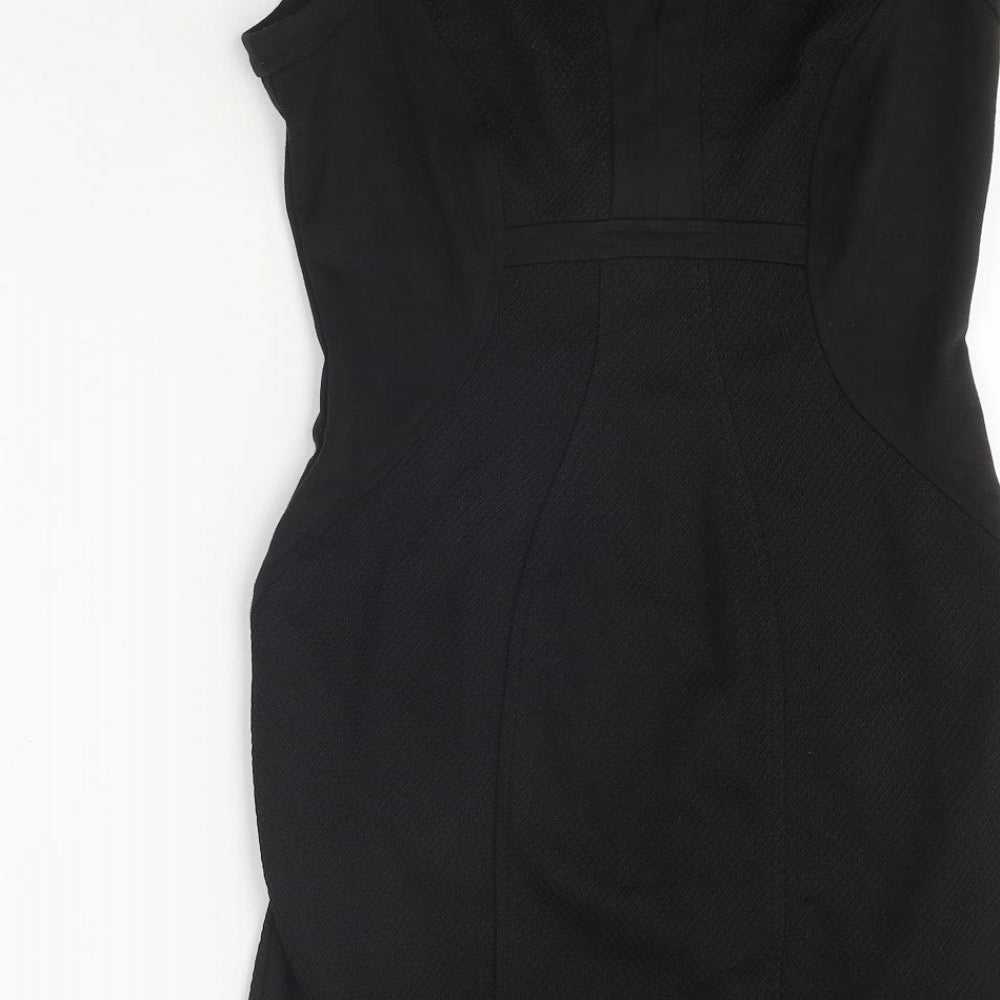NEXT Womens Black Polyester Pencil Dress Size 10 V-Neck Zip
