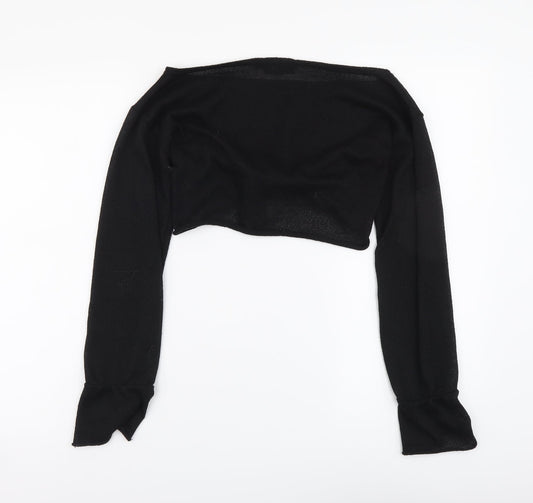 Womens UK Size 6 PRETTYLITTLETHING Black Cropped Blouse