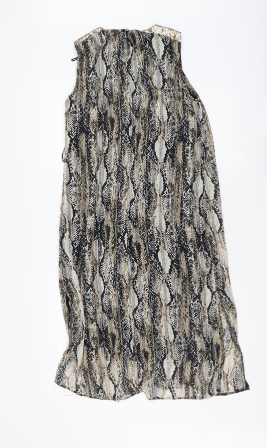 Dorothy Perkins Womens Beige Animal Print Polyester A-Line Size 10 Round Neck Pullover - Snake pattern