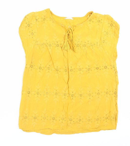 Womens UK Size 10 Matalan Yellow Basic T-Shirt