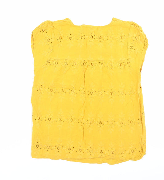Matalan Womens Yellow Viscose Basic T-Shirt Size 10 Boat Neck