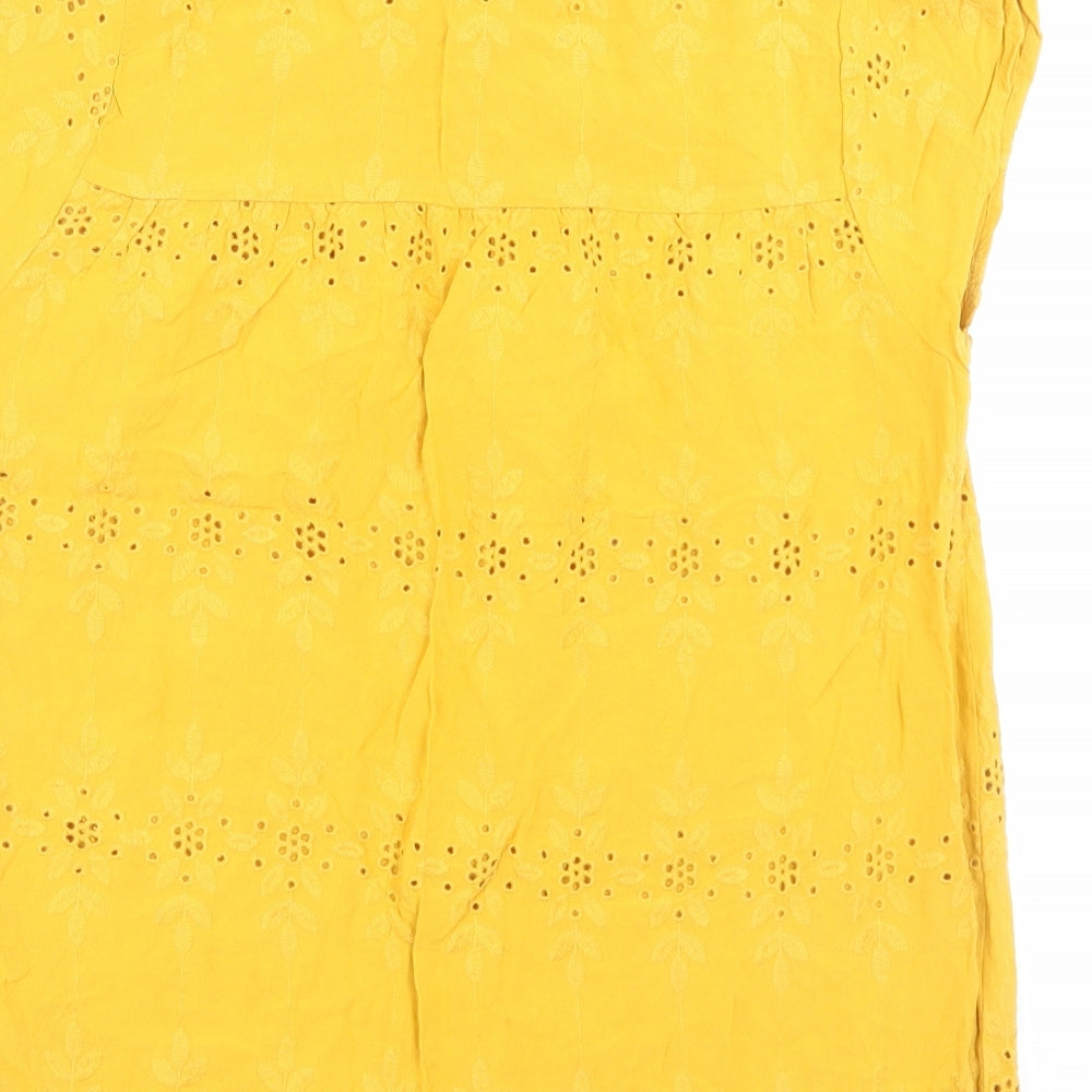 Matalan Womens Yellow Viscose Basic T-Shirt Size 10 Boat Neck