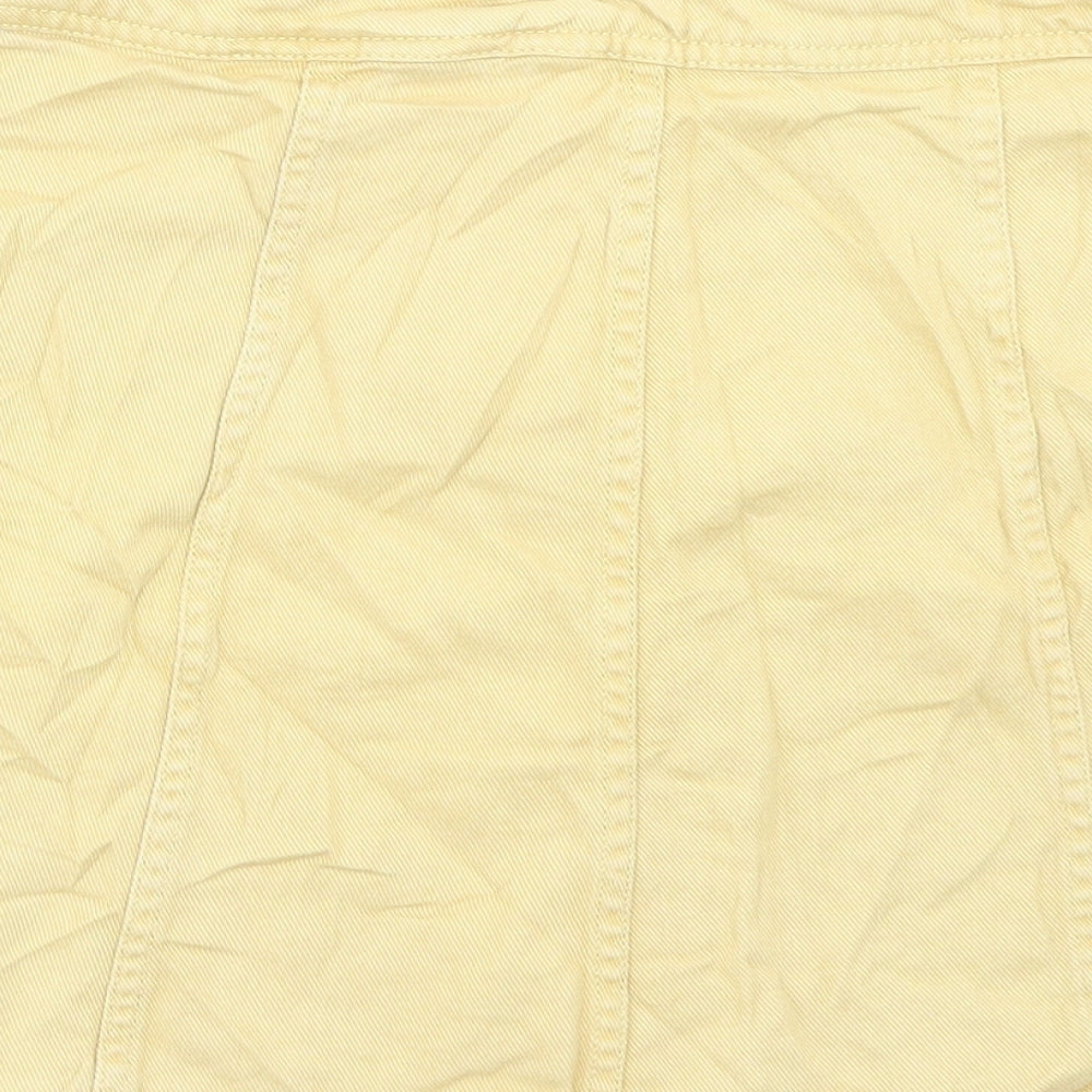 H&M Womens Yellow Cotton A-Line Skirt Size 10 Button