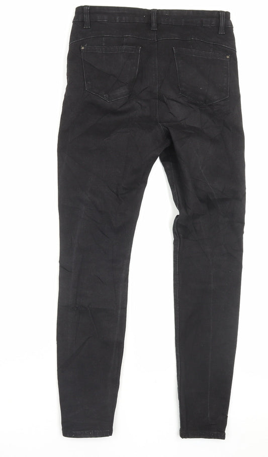 Denim & Co. Womens Black Cotton Skinny Jeans Size 12 L28 in Regular Button
