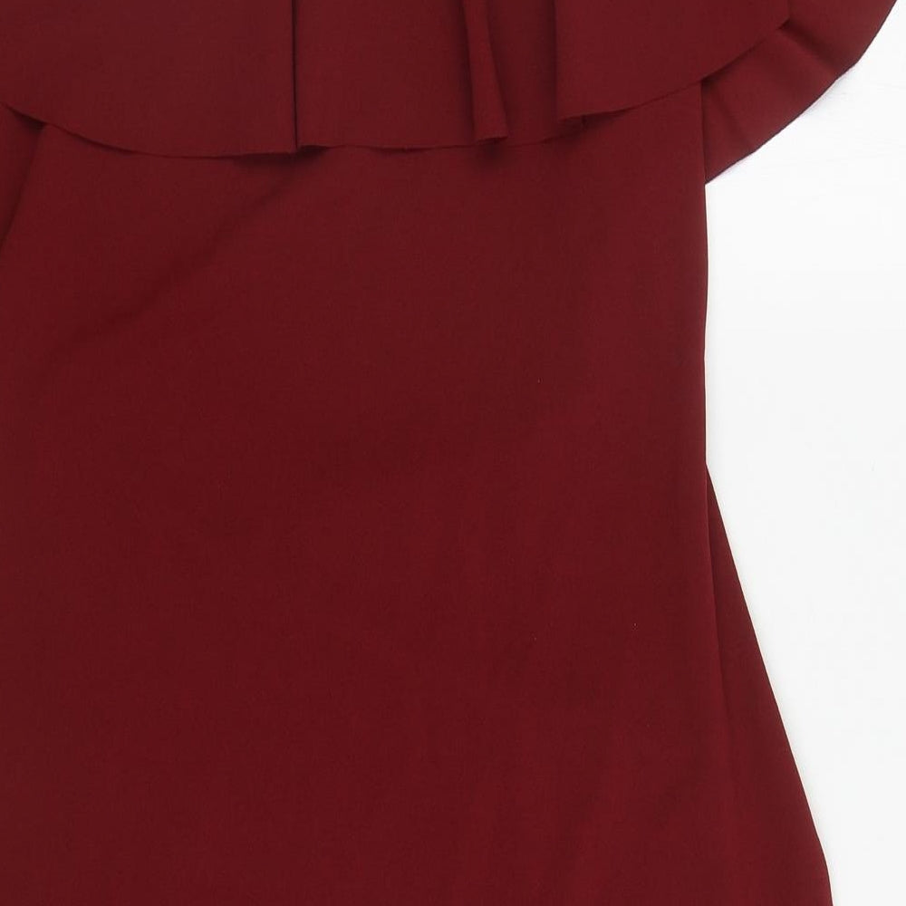 AYANAPA Womens Red Polyester Bodycon Size 16 Off the Shoulder Pullover