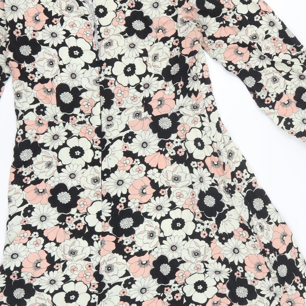 Papaya Womens Multicoloured Floral Polyester Fit & Flare Size 14 Round Neck Zip