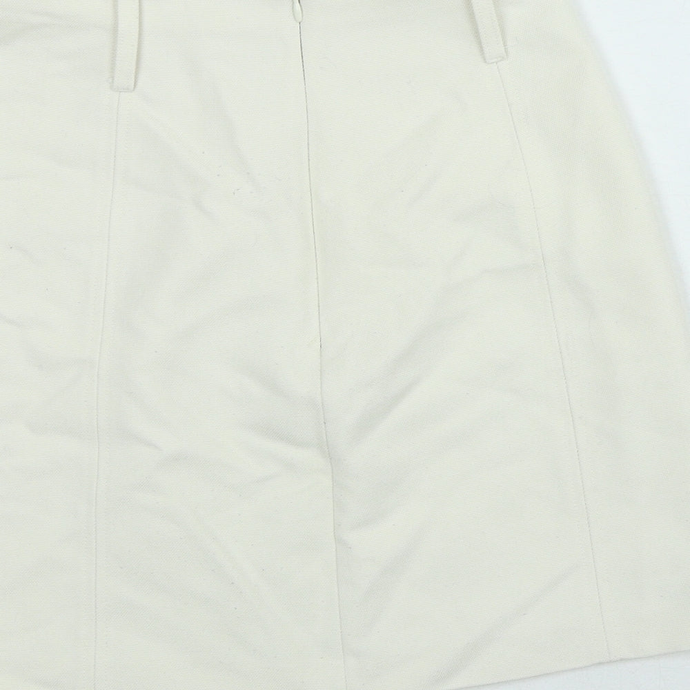 H&M Womens Ivory Polyester Mini Skirt Size 8 Zip