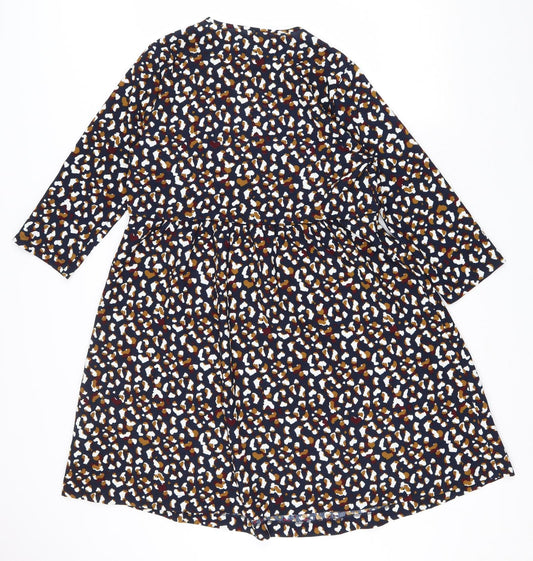 La Redoute Womens Black Geometric Polyester Fit & Flare Size 10 V-Neck Pullover