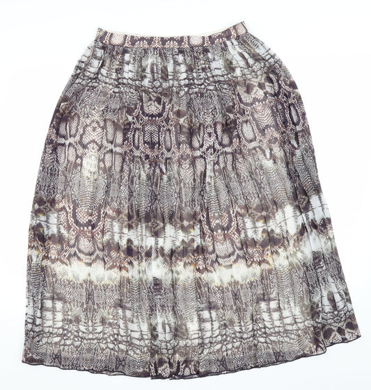 ASOS Womens Brown Animal Print Polyester Pleated Skirt Size 10 Zip - Snake Skin Print