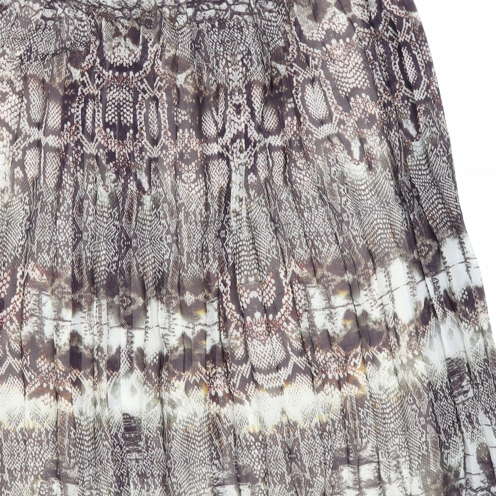 ASOS Womens Brown Animal Print Polyester Pleated Skirt Size 10 Zip - Snake Skin Print