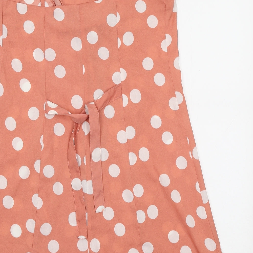 Primark Womens Orange Polka Dot Polyester Playsuit One-Piece Size 8 Button