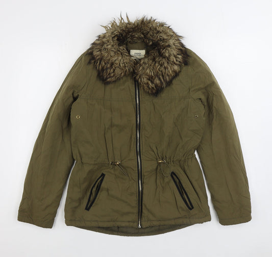 Womens UK Size 8 Papaya Green Parka Coat