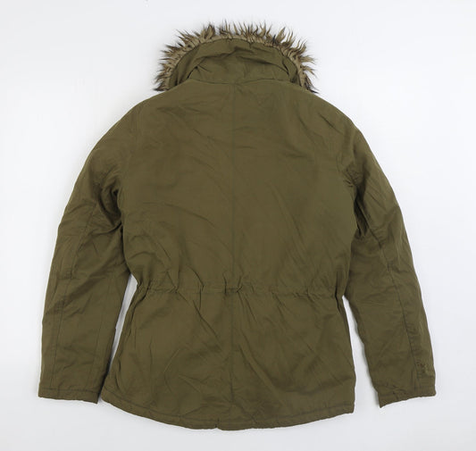 Papaya Womens Green Parka Coat Size 8 Zip