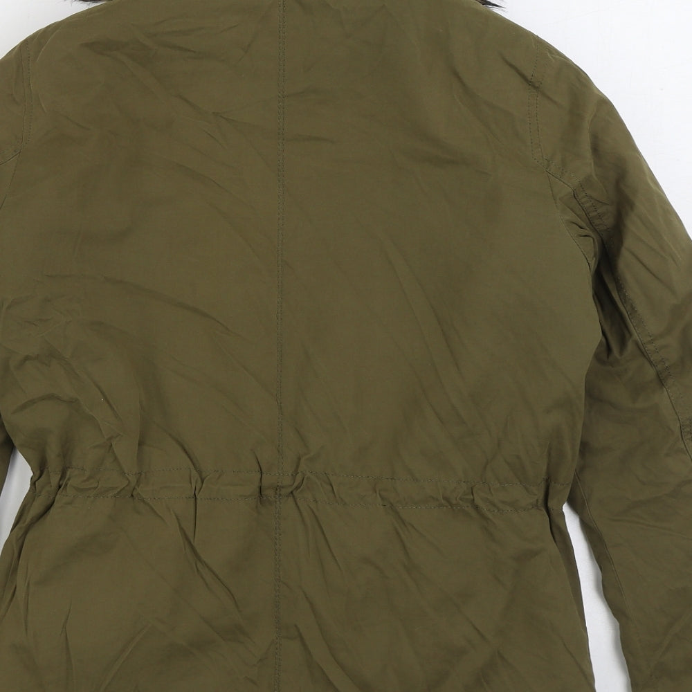 Womens UK Size 8 Papaya Green Parka Coat