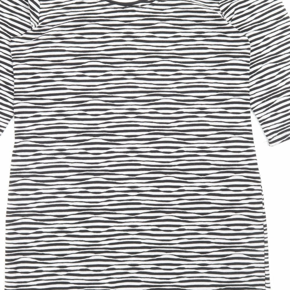 Atmosphere Womens Black Striped Polyester A-Line Size 16 Scoop Neck Pullover