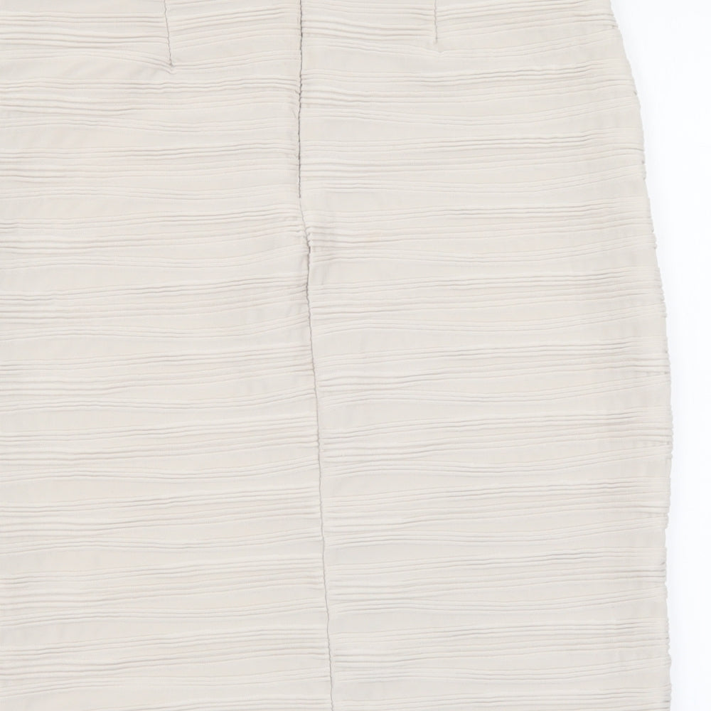H&M Womens Beige Polyester A-Line Skirt Size M Zip