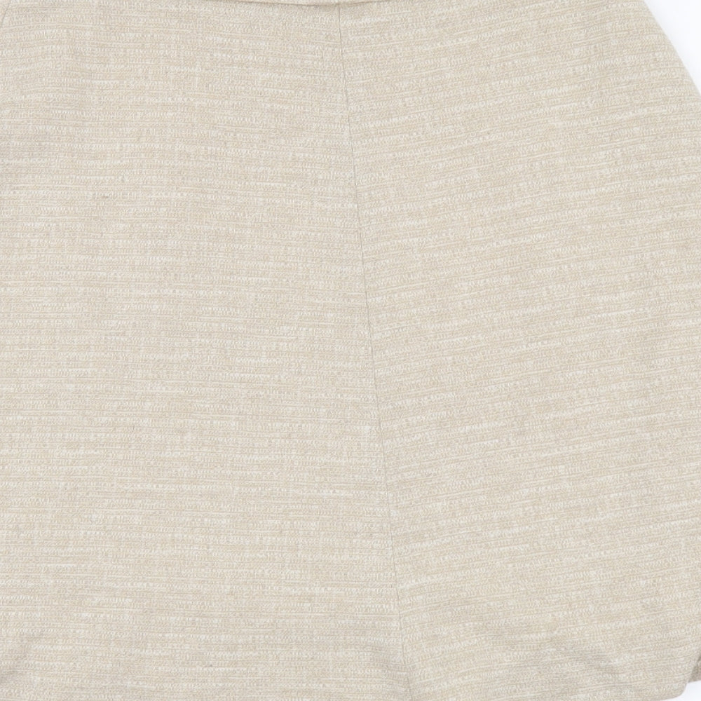 Bequem Womens Beige Acrylic A-Line Skirt Size 8 Zip