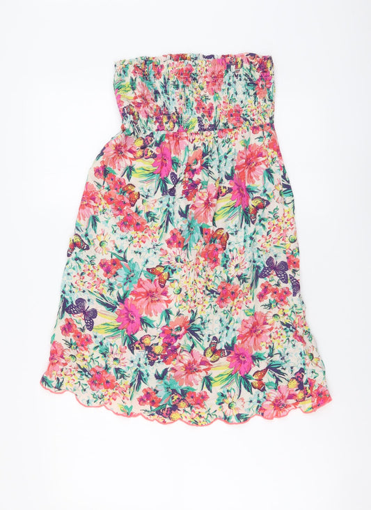 Accessorize Womens Multicoloured Floral Viscose A-Line Size XS Off the Shoulder Pullover