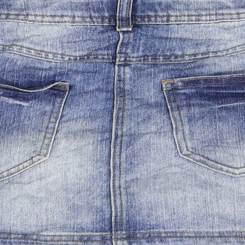 Indigo Girls Blue Cotton Mini Skirt Size 10-11 Years Regular Zip
