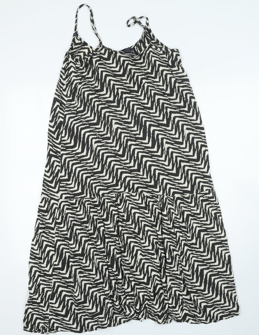Marks and Spencer Womens Beige Geometric Viscose A-Line Size 12 V-Neck Pullover