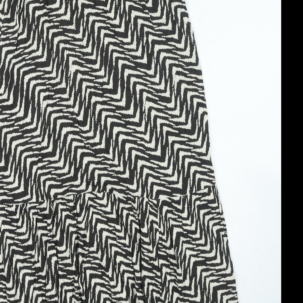 Marks and Spencer Womens Beige Geometric Viscose A-Line Size 12 V-Neck Pullover
