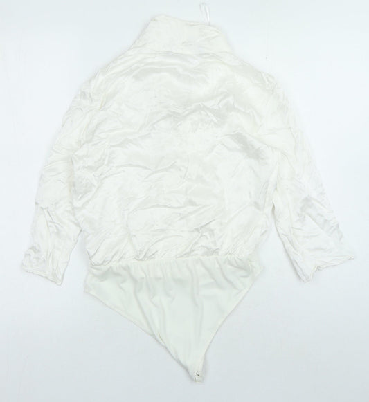 Zara Womens White Polyester Leotard One-Piece Size M Snap